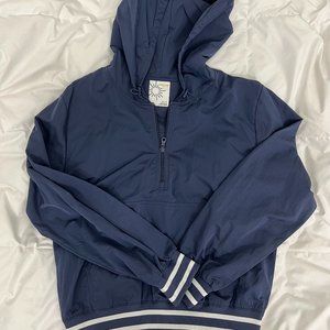Offline By Aerie Nylon Navy Windbreaker Track Half Zip Top